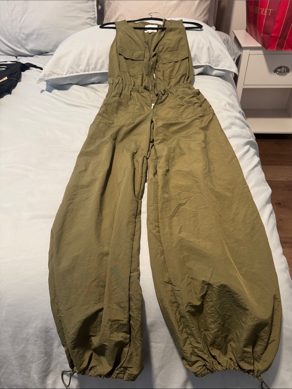 Madden Girl Olive Utility Jumpsuit with Drawstring Ankles